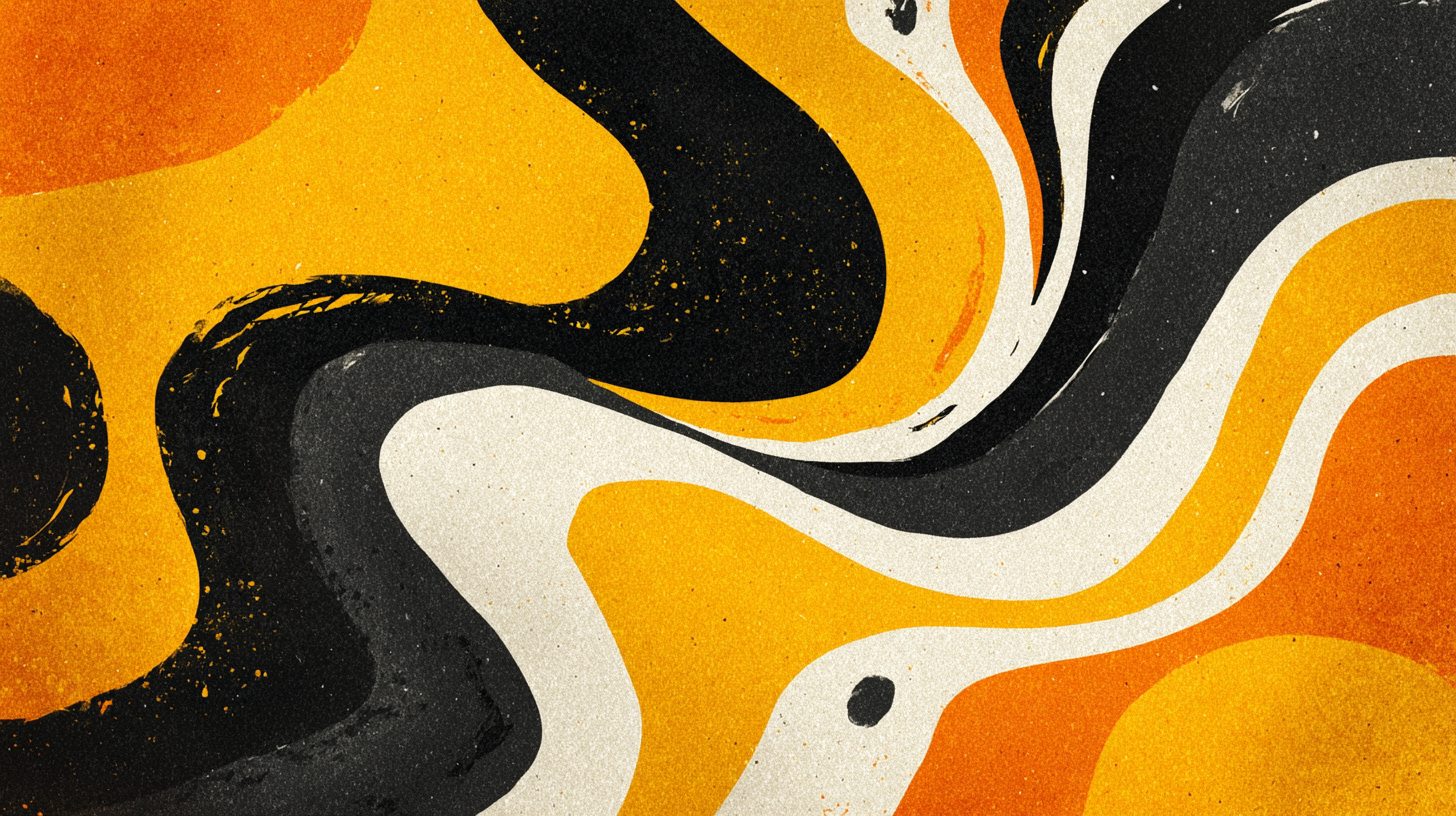 Abstract Wavy Orange Yellow Black Texture Wallpaper