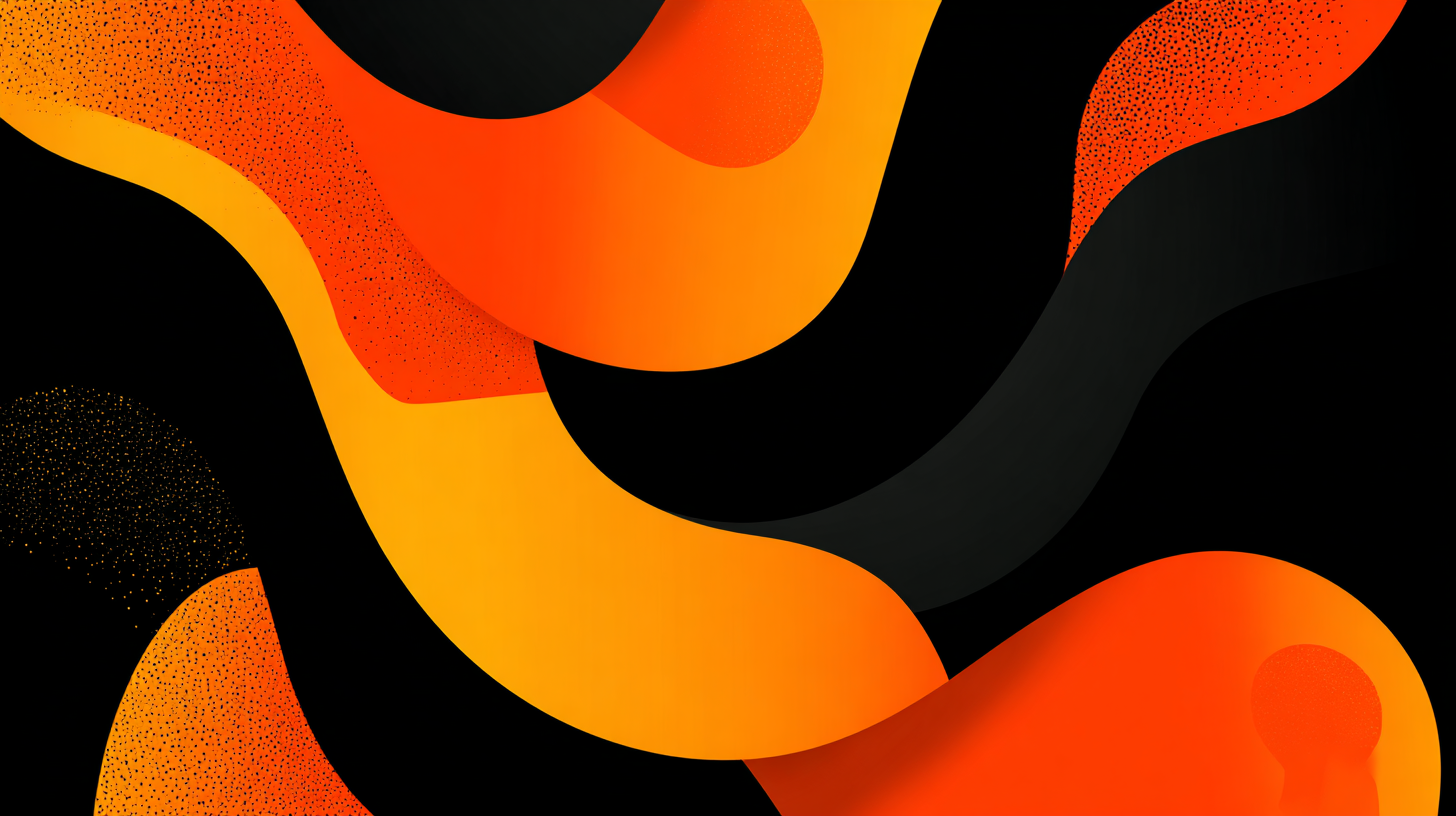 Abstract Orange Yellow Fluid Waves Black Background Wallpaper