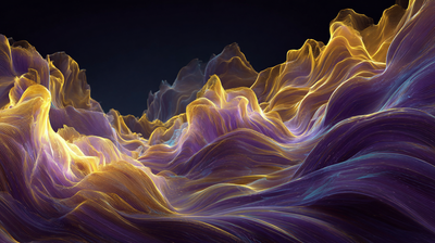 Abstract Purple Gold Wavy Lines Digital Landscape Wallpaper