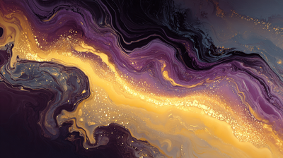 Abstract Gold Glitter Purple Fluid Art Wallpaper