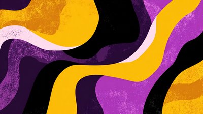 Abstract Wavy Texture Wallpaper With Yellow Purple Black Shapes