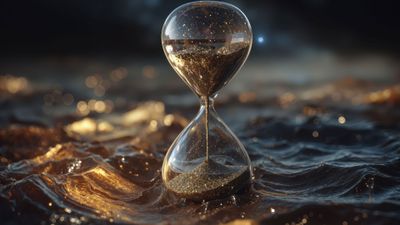 Golden Glitter Hourglass Dark Abstract Wallpaper