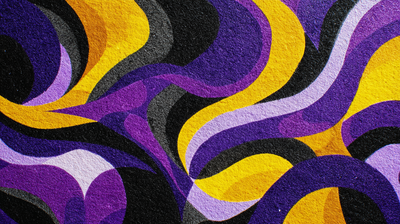 Abstract Wavy Pattern Purple Yellow Black Gray Wallpaper