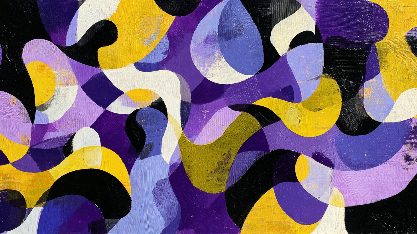 Abstract Purple Yellow Black Shapes Wallpaper