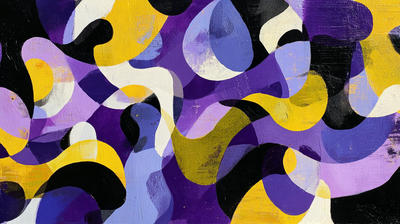 Abstract Purple Yellow Black Shapes Wallpaper
