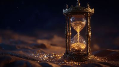 Ornate Gold Glitter Hourglass Dark Background Wallpaper