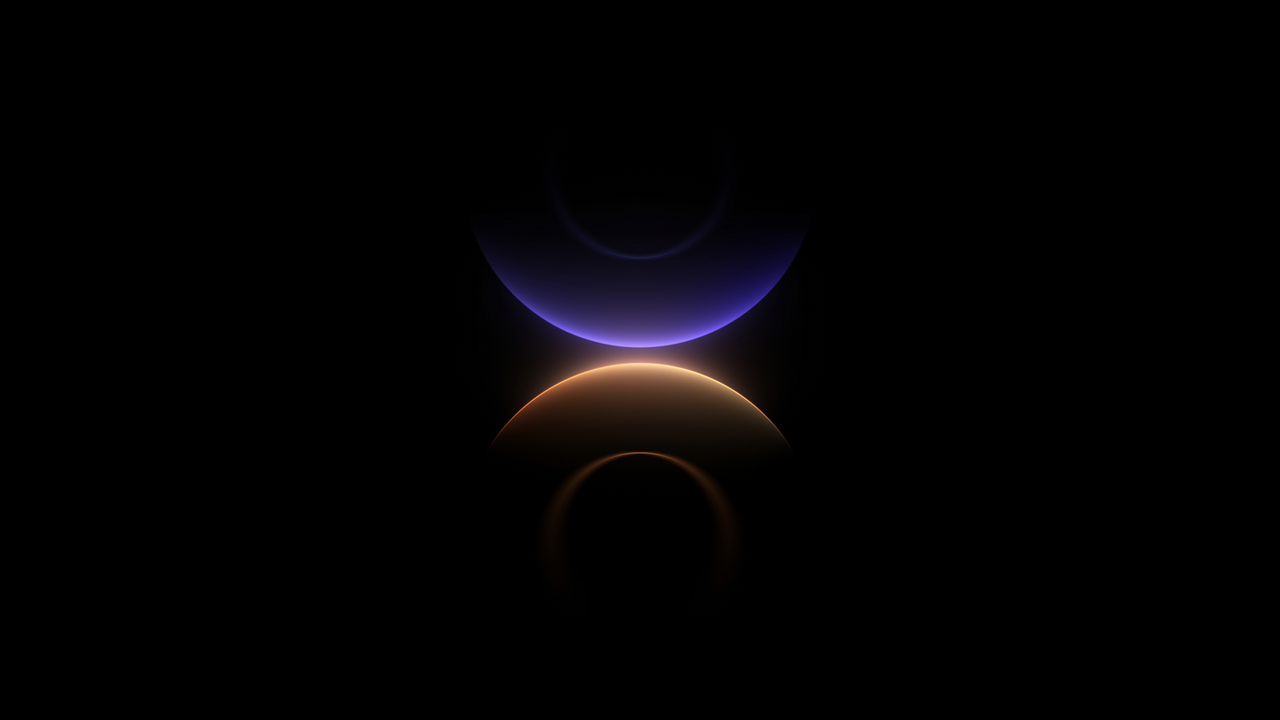 Abstract Glowing Purple Orange Rings Dark Wallpaper