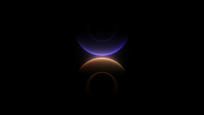 Abstract Glowing Purple Orange Rings Dark Wallpaper