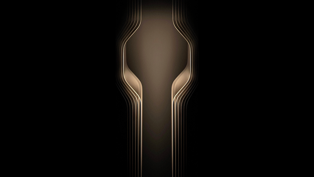 Abstract Dark Gold Curved Lines Wallpaper