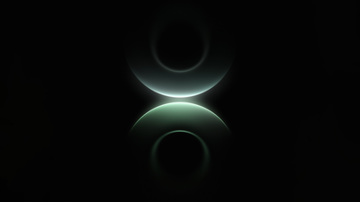 Abstract Glowing Blue Green Shapes Black Wallpaper