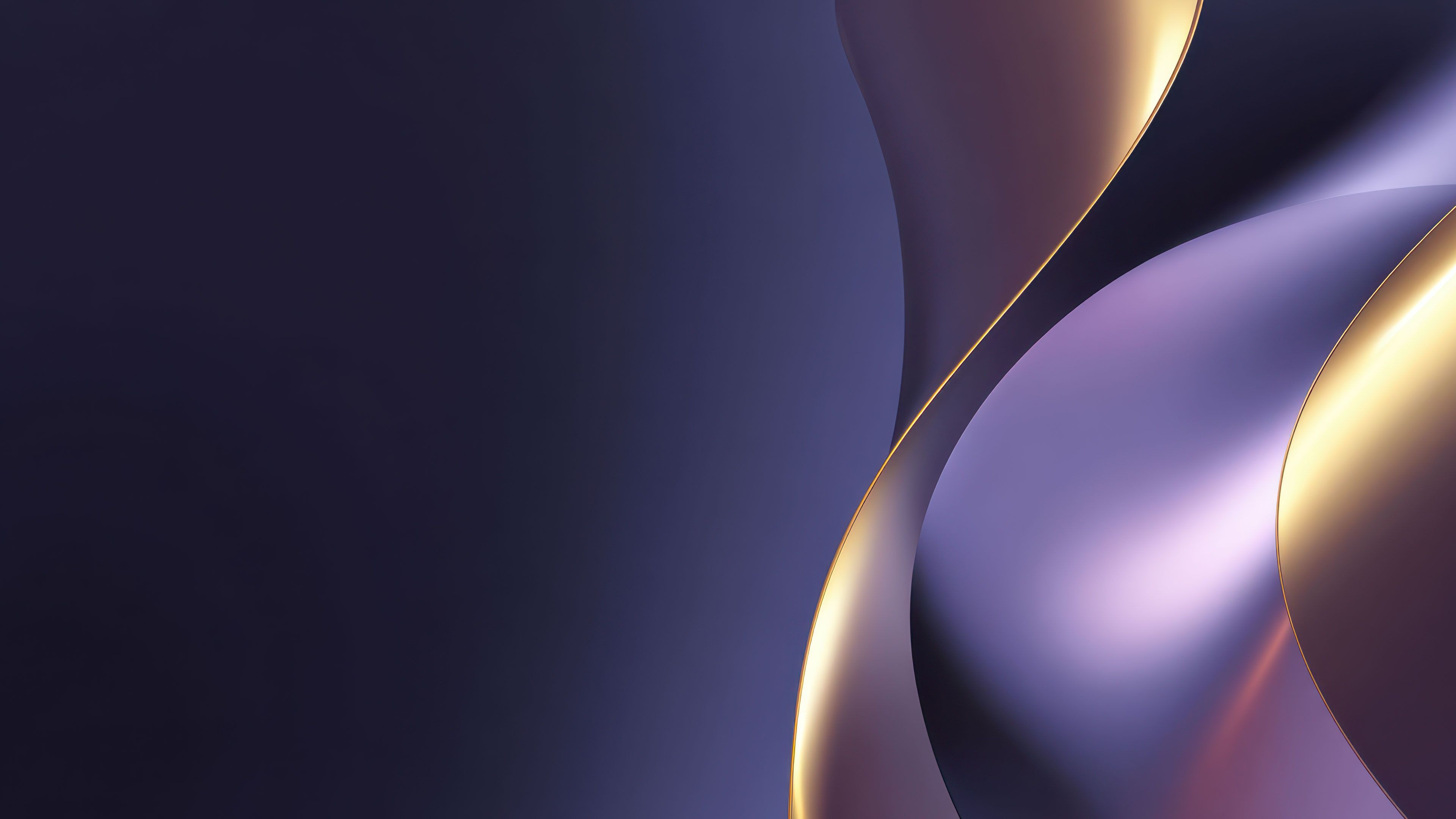 abstract, purple, gold, waves, 4k, wallpaper, dynamic, visual, fluid