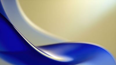 Abstract wallpaper featuring smooth, flowing curves in deep blue and shimmering gold, creating a sense of elegance and tranquility.