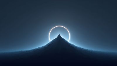 Neon haleli minimalist mavi dağ