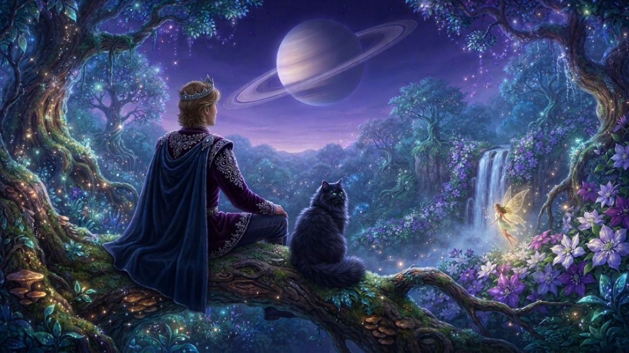 fantasy, prince and black cat