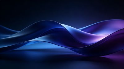 An abstract wallpaper featuring elegant, flowing waves in shades of blue and purple, creating a serene and sophisticated mood against a dark background.