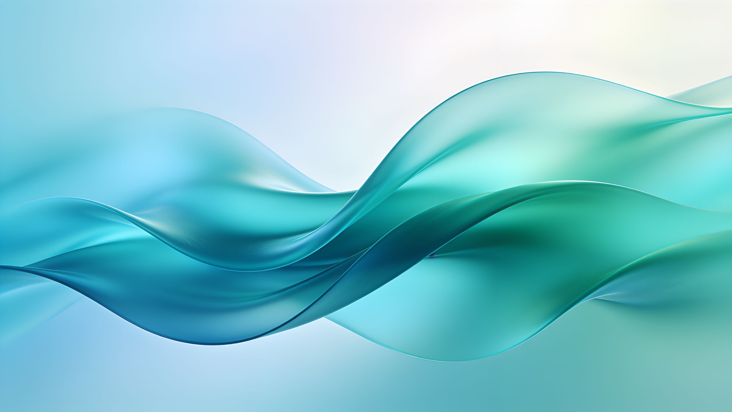 Abstract art depicting smooth, flowing blue and teal waves against a soft gradient background, creating a serene and calming mood.