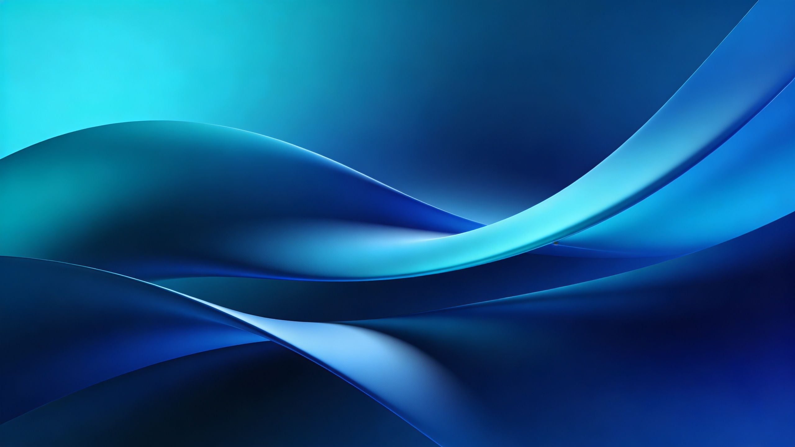 Abstract wallpaper featuring elegant, flowing blue waves with smooth gradients, creating a serene and calming atmosphere. The composition evokes a sense of fluidity and tranquility, with varying shades of blue blending seamlessly.