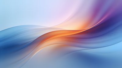 A serene abstract wallpaper featuring smooth, flowing waves in a gradient of soft blues, purples, and warm oranges, creating a calming and elegant atmosphere.