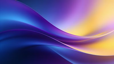 A dynamic abstract wallpaper featuring flowing waves in vibrant shades of blue and yellow, creating a sense of movement and energy. The smooth gradient transitions and bold colors evoke a lively and modern atmosphere.