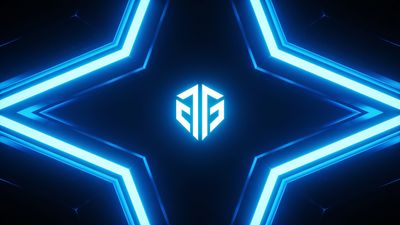 A vibrant, futuristic wallpaper featuring a glowing neon blue starburst pattern against a dark background, creating a dynamic and immersive visual effect. The mood is energetic and high-tech, evoking a sense of modern digital aesthetics.
