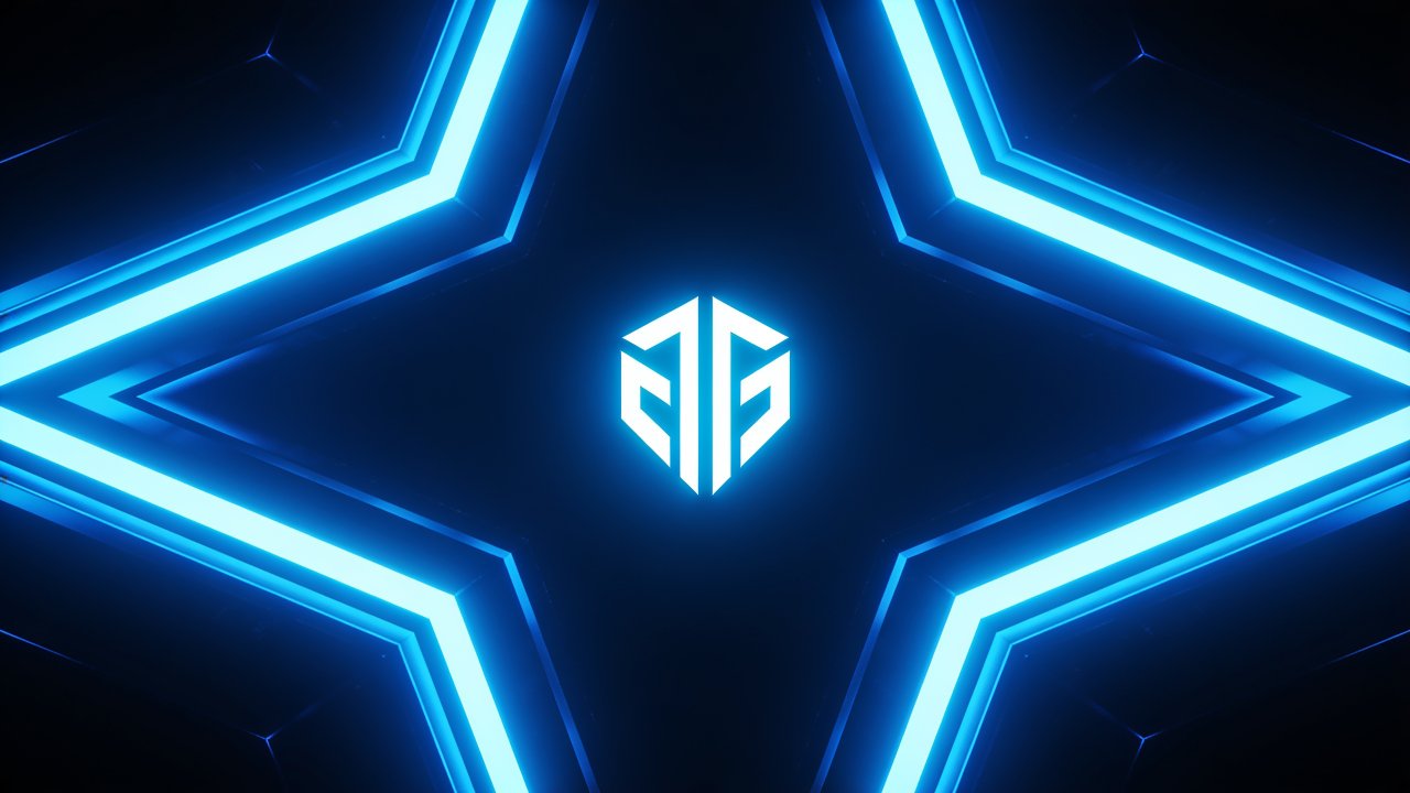 A vibrant, futuristic wallpaper featuring a glowing neon blue starburst pattern against a dark background, creating a dynamic and immersive visual effect. The mood is energetic and high-tech, evoking a sense of modern digital aesthetics.