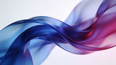 An abstract design featuring fluid, wavy forms in shades of blue and purple, creating a serene and elegant visual effect against a soft, light background. The smooth curves and blending colors evoke a sense of calm and sophistication.