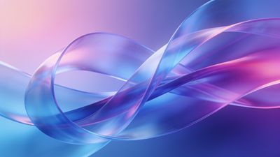 A dynamic composition of smooth, flowing waves in pastel hues of pink, blue, and purple, creating a serene and dreamy atmosphere. The soft gradients and fluid shapes convey a sense of movement and tranquility.