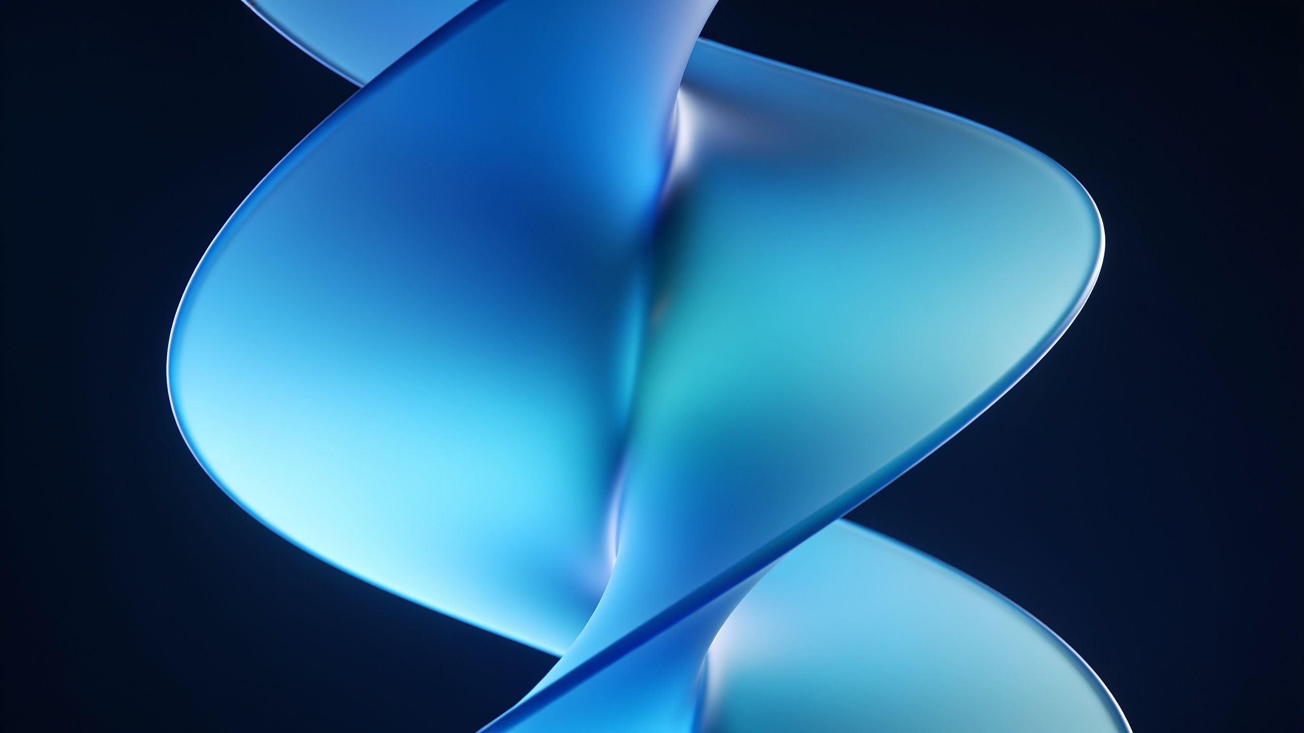A dynamic abstract design featuring elegant blue swirls that twist and flow smoothly against a dark background, creating a serene and sophisticated mood.