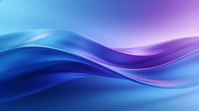 A digital wallpaper featuring smooth, flowing waves in shades of blue and purple, creating a tranquil and calming atmosphere with a gradient transition from deep blue to soft purple. The abstract design evokes a sense of serenity and fluidity.