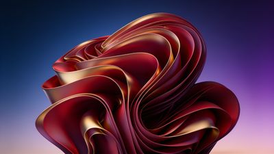 Abstract red and gold swirls intertwine gracefully against a smooth gradient background, creating an elegant and sophisticated mood. The flowing curves and rich colors evoke a sense of luxury and artistic fluidity.