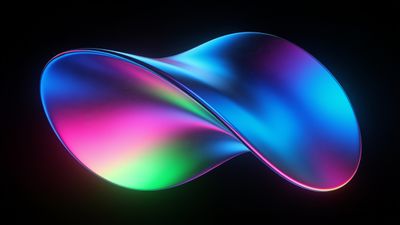 A vibrant abstract wallpaper featuring smooth, flowing neon light waves in shades of blue, pink, and green against a dark background, creating a dynamic and futuristic mood.