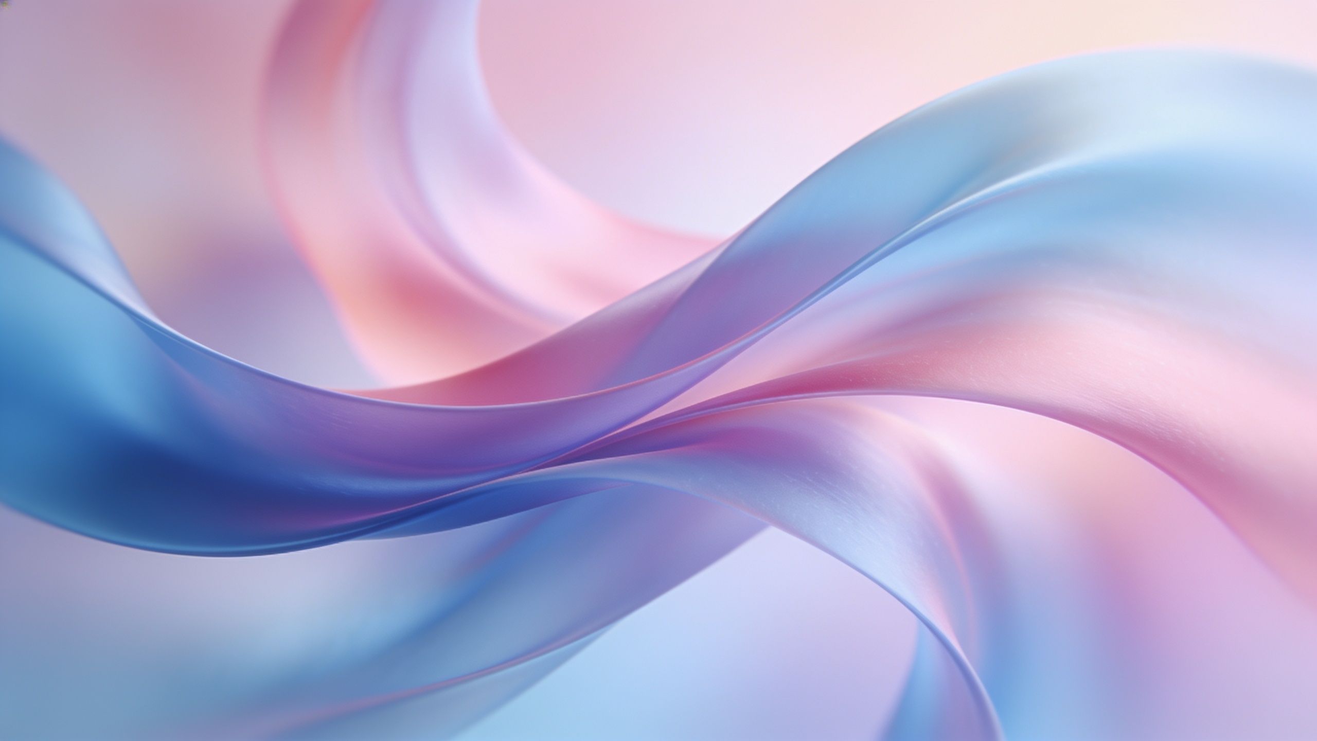 Soft, flowing pastel waves in shades of pink and blue create an elegant and serene atmosphere, with a gentle blur enhancing the dreamy and calming mood.