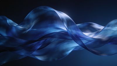 A dynamic and elegant wallpaper featuring flowing blue silk waves set against a dark background, creating a serene and fluid motion that evokes a sense of calm and sophistication.