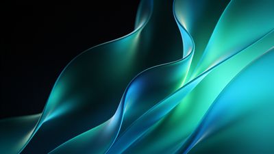 Abstract waves of blue and green flow gracefully across a dark background, creating a serene and fluid visual effect that evokes a sense of calm and elegance.