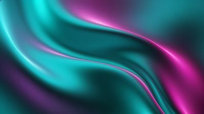 A dynamic abstract wallpaper featuring flowing waves of vibrant teal and purple hues, creating a sense of movement and energy. The smooth gradient transitions and rich colors evoke a modern and lively atmosphere.