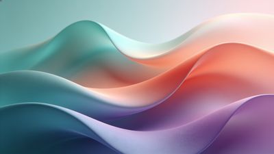 A serene abstract design featuring smooth, flowing waves in soft pastel colors like teal, peach, and lavender, creating a calming and harmonious mood.