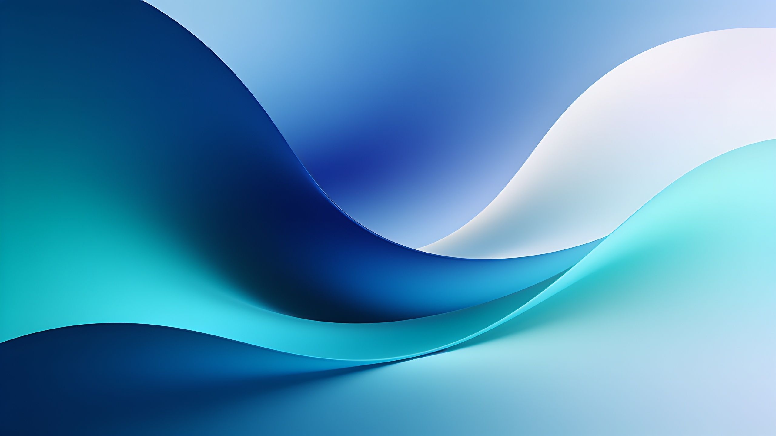 Abstract art depicting smooth, flowing waves in varying shades of blue and turquoise, creating a serene and calming atmosphere. The composition features soft gradients and curves that evoke a sense of tranquility and fluidity.