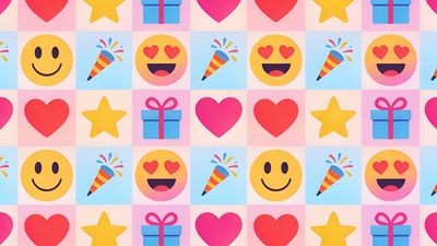 A playful grid of colorful emojis, including smiling faces, hearts, stars, and gift boxes, set against a pastel background, captures the joyful spirit of World Emoji Day. The vibrant design exudes a sense of celebration and fun.