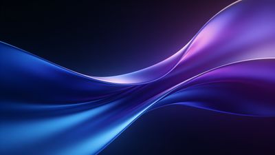 A mesmerizing abstract wallpaper featuring elegant, flowing waves in shades of blue and purple, creating a serene and sophisticated atmosphere against a dark background.