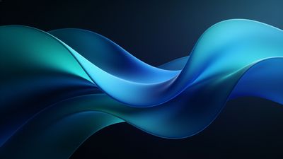 Abstract art featuring elegant, flowing blue waves with smooth curves and gradients, set against a dark background, creating a serene and calming mood.