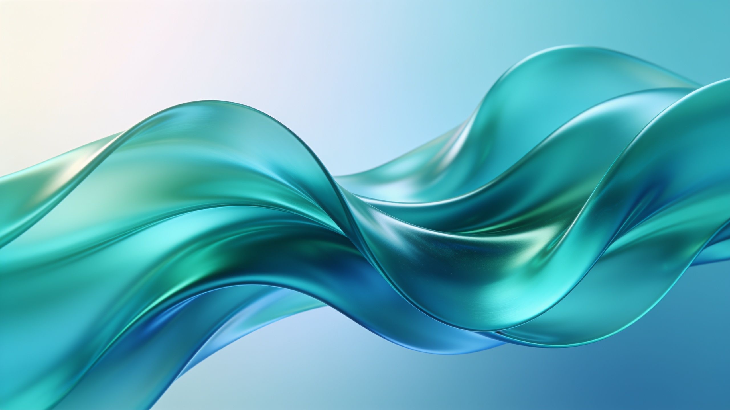 An abstract art wallpaper featuring smooth, flowing blue waves with a glossy texture, creating a serene and calming atmosphere against a soft gradient background.