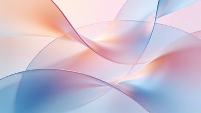 Abstract art wallpaper featuring elegant, flowing waves in soft pastel hues of blue, pink, and peach, creating a serene and calming atmosphere. The smooth, translucent curves overlap and blend seamlessly, evoking a sense of gentle movement and tranquility.