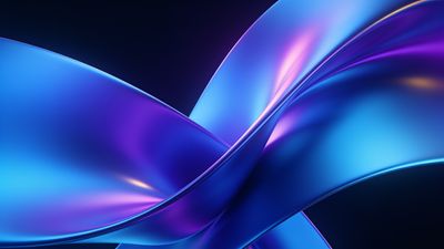 A dynamic composition of flowing blue and purple abstract waves, creating a sense of movement and energy against a dark background. The vibrant colors and smooth curves evoke a futuristic and mesmerizing mood.