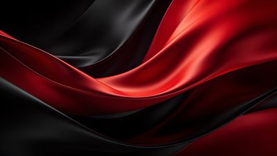 A dynamic and luxurious composition of red and black silk waves flowing gracefully across the frame, creating a sense of elegance and sophistication.