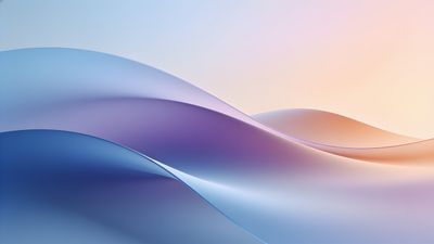 Abstract art wallpaper featuring soft, flowing waves in pastel shades of blue, purple, and peach, creating a serene and calming atmosphere. The smooth gradients and gentle curves evoke a sense of tranquility and fluidity.