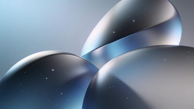 Futuristic metallic spheres with a smooth, reflective surface are set against a starry backdrop, creating a serene and otherworldly atmosphere with a soft glow. The scene evokes a sense of calm and wonder, blending elements of technology and space.
