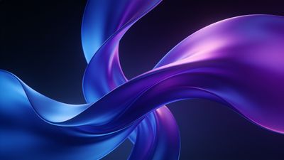 A dynamic abstract wallpaper featuring smooth, flowing waves in vibrant shades of blue and purple, creating a sense of fluid motion and a calming, yet energetic atmosphere.