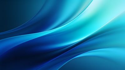 Abstract art wallpaper featuring smooth, flowing blue waves with gradients of turquoise and deep blue, creating a serene and calming atmosphere. The elegant curves and soft transitions evoke a sense of fluidity and tranquility.