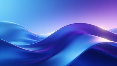 A serene abstract wallpaper featuring smooth, flowing waves in shades of blue and purple, creating a calming and tranquil atmosphere. The gradient background transitions from light blue to soft purple, enhancing the peaceful mood.