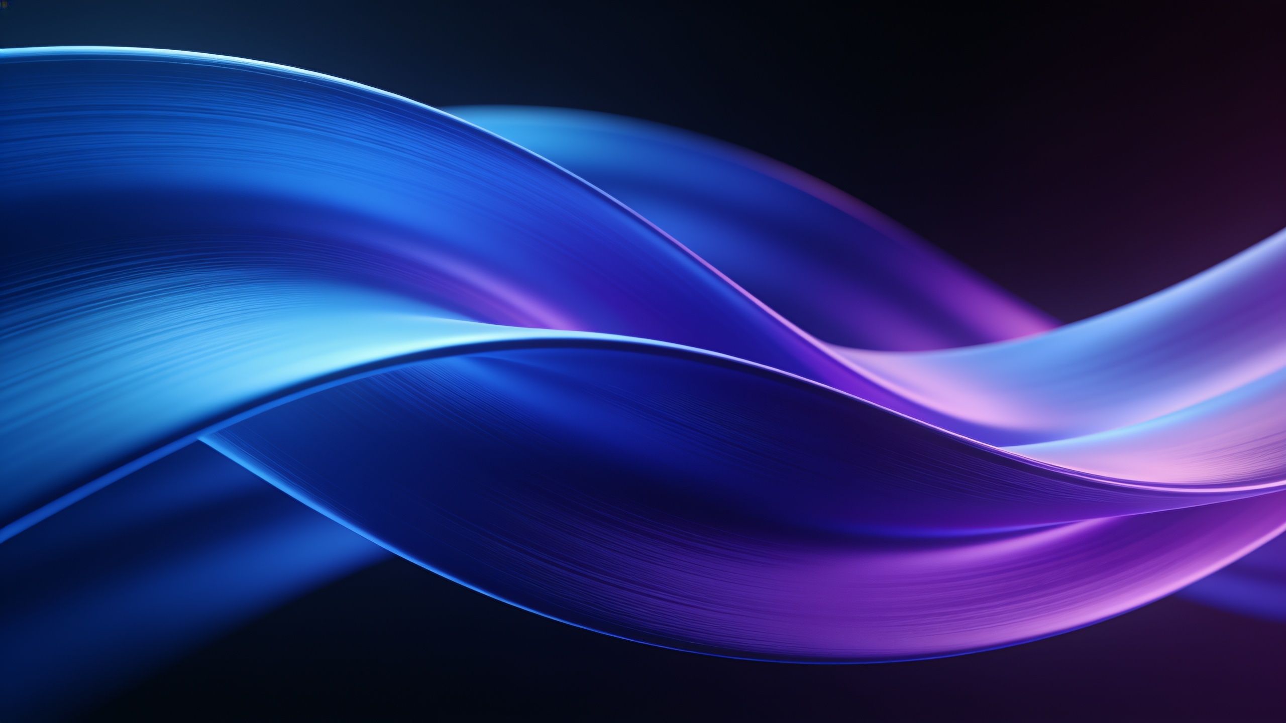 A vibrant abstract wallpaper featuring smooth, flowing waves in shades of blue and purple, creating a dynamic and serene atmosphere against a dark background.